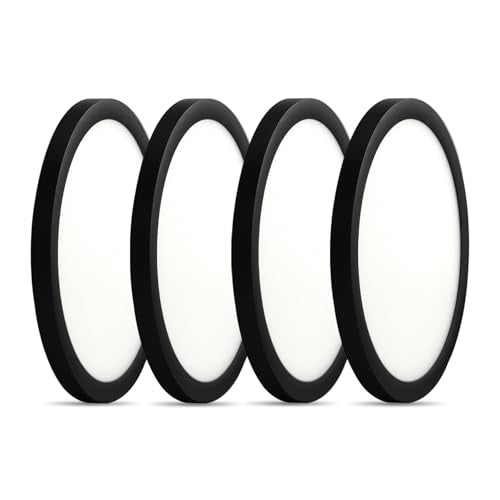 8 Inch Ceiling Light Fixtures, Dimmable 5CCT Ultra Thin Surface Mount Lighting, 15W 1200LM Edge-lit Flat Panel Light for Wet Location, No Flicker, 8 Inch 4Pack Black - color: Black-4 Pack, size: 8 Inch