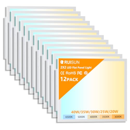 12 Pack 2x2 LED Flat Panel Lights with 5CCT Selectable, 4800LM, ETL - size: 2x2FT 12PACK