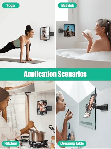 Mistriddle Tablet Wall Mount Holder, Dual Installation, 360° Rotation - color: Black