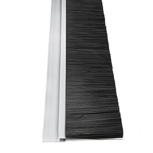 uxcell Door Bottom Sweep H-Shape Aluminum Alloy Base with 2.8-inch Black Nylon Brush 39-inch x 3.86-inch - color: Silver, size: 39.37" x 2.8"