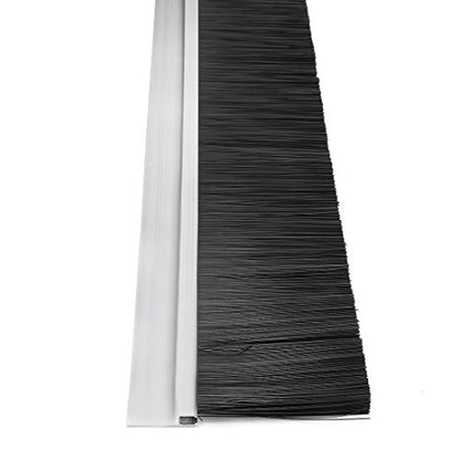 uxcell Door Bottom Sweep H-Shape Aluminum Alloy Base with 3.6-inch Black Nylon Brush 39-inch x 4.65-inch - color: Silver, size: 39.37" x 3.6"