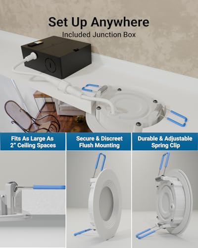 Sunco 24 Pack 3 Inch Recessed Lighting LED, 5CCT, Canless, Slim, 6W=50W - size: 3"