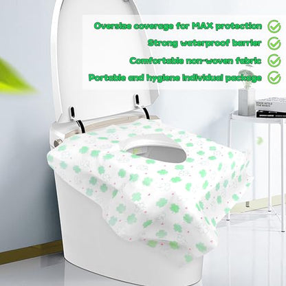 Disposable Toilet Seat Covers 20 Pack - Extra Large Waterproof Potty Covers for Public Restroom & Potty Training, Travel Must Haves & Airplane Essentials, Non-Slip