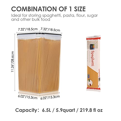 Vtopmart Extra Large Tall Airtight Food Storage Containers, 4 Pieces 5.9qt/6.5L Plastic PBA Free Kitchen Pantry Canister for Spaghetti, Flour and Baking Supplies, with 24 Labels, Black (Pack of 2) - color: Black, size: 6.5L (Pack of 2)