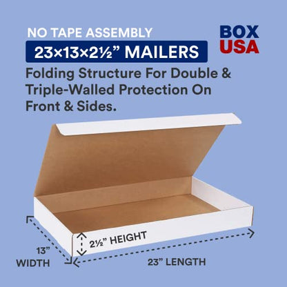 BOX USA Small Shipping Boxes 23"L x 13"W x 2.5"H, 50-Pack | Foldable Corrugated Cardboard Crush-Proof Box for Shipping, Packing, Moving and Storage - size: 23 x 13 x 2 1/2