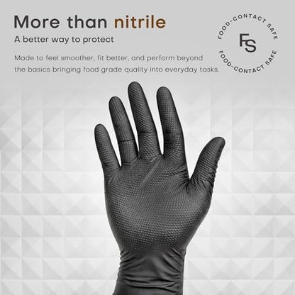 SUPER+ Disposable Nitrile Gloves, 8 Mil Diamond Powder-Free Latex-Free Food Safe Chemical Resistant Heavy Duty, Black 500 Ct - color: Medium (Black)