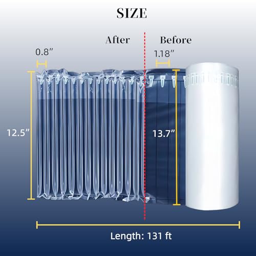Large Bubble Cushioning Wrap Roll for Packing Fragile Items, 13.7 in*131ft Inflatable Air Pillows for Wine Bottle & Moving Shipping Protectors, Shipping Supplies Alternative to Packing Peanuts - size: 13.7''*131'