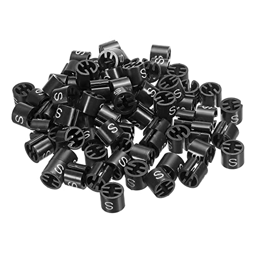 PATIKIL Clothes Hanger Marker S Size Fit Hanger Rod Black 100Pcs