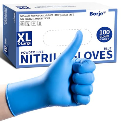 Borje Nitrile Exam Gloves XL, 100 Count Disposable Gloves, Blue - color: Blue, size: X-Large