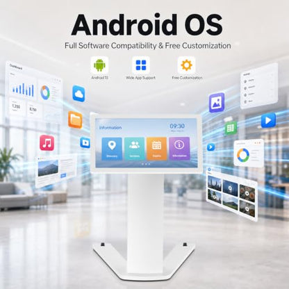 21.5" Touch Screen Kiosk, Interactive Floor Standing Digital Signage Display, FHD Self-Service Information Terminal with Dual Speakers for Retail, Restaurants, Malls & Advertising - size: 21.5 Inch