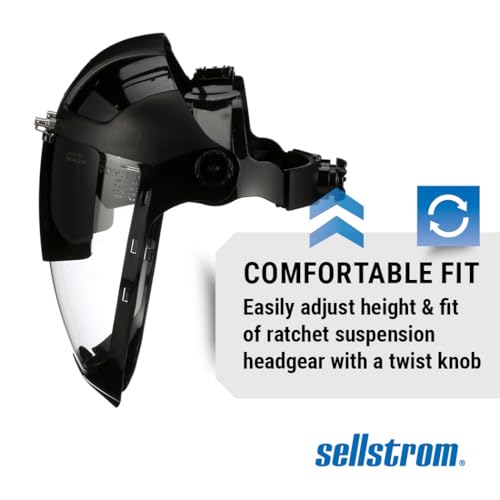 Sellstrom DP4 Face Shield - Lightweight Mask with High Impact Crown & Ratchet Headgear for Work, Grinding, Plasma/Flame Cutting - ANSI Z87.1 - Clear Anti Fog Polycarbonate Window - UV/IR Flip Up Visor - style: Shade 8 Infrared Visor W/ Chinguard