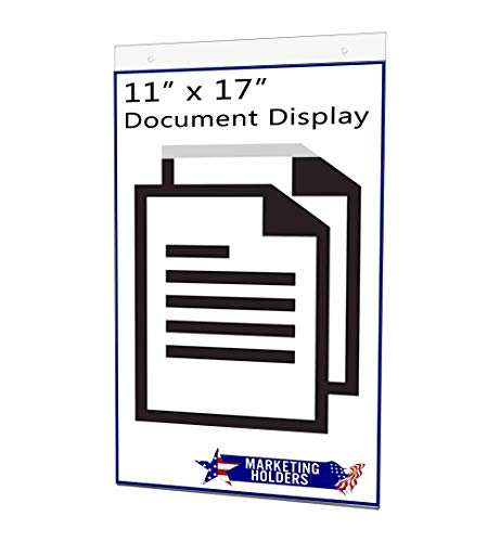 10 Pack Wall Sign Holder 11" x 17" Ad Frame with Mounting Holes Portrait Graphic Display Frame Clear Acrylic Sleeve by Marketing Holders - size: 11"w x 17"h