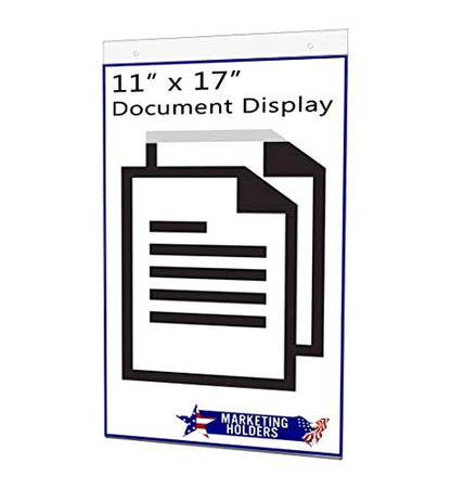 10 Pack Wall Sign Holder 11" x 17" Ad Frame with Mounting Holes Portrait Graphic Display Frame Clear Acrylic Sleeve by Marketing Holders - size: 11"w x 17"h