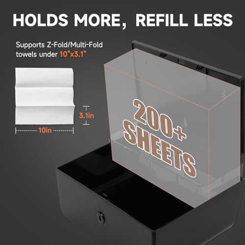 anydry 200-Sheet Paper Towel Dispenser Wall Mount (Folded Size ≤ 10 x 3.1) - color: Classic Black