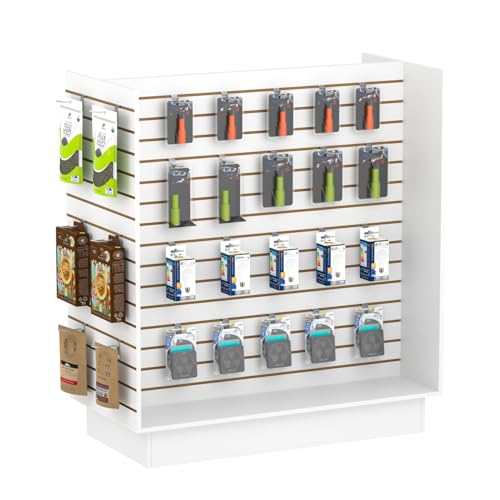 49.5”W x 24”D x 54”H - Retail Slat wall Gondola Display with 3” Slatwall Units，White Versatile H-Unit Slatwall Display Stand - color: White