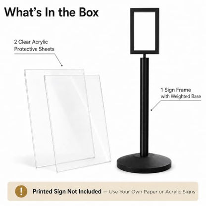 CCW 7 X 11" Vertical Pedestal Floor Sign Frame, Black Powder Coated Steel - color: Black Powder Coated Steel, size: 7 x 11 Inch Vertical