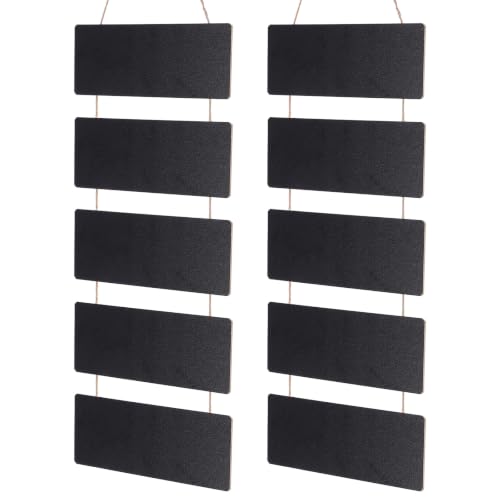 2 Sets Double Sided Hanging Chalkboard Signs, Rustic Wooden Erasable Message Board with Rope, 4.72x11.81 Inch Rectangle Memo Display for Wedding Bar Restaurant Kitchen Wall Decor