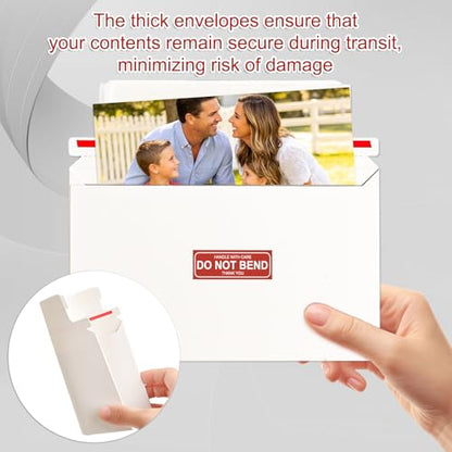 100 Pack Card Shipping Envelopes - 7 x 4.35 Inches Rigid Mailers Trading Card Mailers for Shipping,Self Seal White Cardboard Envelopes for Semi-Rigid Sleeves,Document,Coins,Stamps