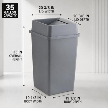 1 Pack Blue 35 Gallon Commercial Recycling Bin with Lid, High-Capacity Square Resin Recycle Container with Integrated Handles for Office, School, Restaurant and Public Facility - color: Blue, size: 35 Gallon