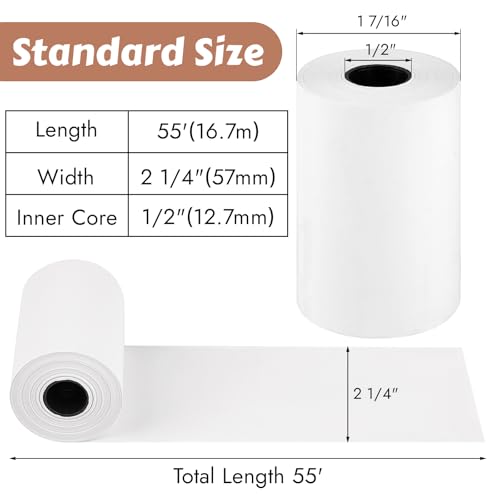 8 Rolls 2 1/4" x 55' Thermal Receipt Paper, Credit Card Machine Paper Roll