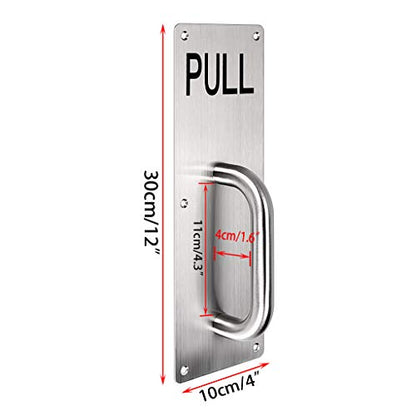 Sumnacon 12 Inch Stainess Steel Door Handle Pull and Push Plate Silver 2 Sets-for Home/Office/Warehouse/Public Places and Suitable of Wooden/Composite Door with Screws - color: Silver