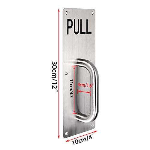 Sumnacon 12 Inch Stainess Steel Door Handle Pull and Push Plate Silver 2 Sets-for Home/Office/Warehouse/Public Places and Suitable of Wooden/Composite Door with Screws - color: Silver