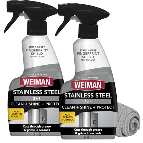 Weiman Stainless Steel Cleaner & Polish Kit, 2 Pack with Microfiber Cloth - size: 24 Fl Oz (Pack of 1)