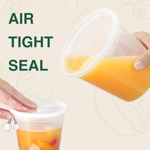 Glotoch Express 24 Sets 8 oz Deli Containers with Lids,Leakproof & BPA Free - size: 8 oz - 24 Sets