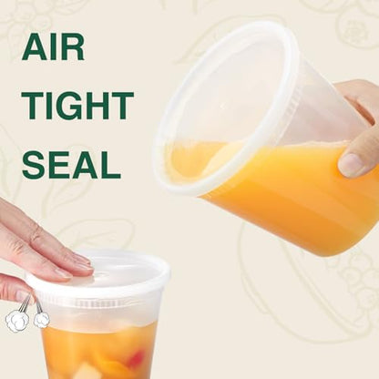 Glotoch Express 24 Sets 8 oz Deli Containers with Lids,Leakproof & BPA Free - size: 8 oz - 24 Sets
