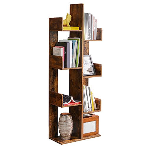 VASAGLE 8-Tier Bookcase, Open Storage, 19.7 x 9.8 x 55.1 Inches - color: Rustic Brown, style: 4-Tier (19.7"W)