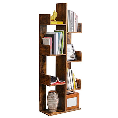 VASAGLE 8-Tier Bookcase, Open Storage, 19.7 x 9.8 x 55.1 Inches - color: Rustic Brown, style: 4-Tier (19.7"W)
