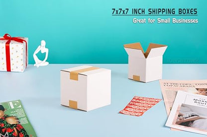 7x7x7 inch Small Shipping Boxes, 7 x 7 White Box, 15 Pack - size: 7x7x7-inch 15-Pack