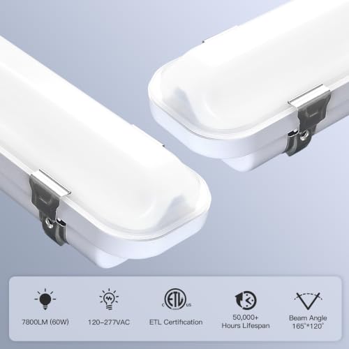 JTT 4FT LED Vapor Tight Light Fixture 60W/50W/40W Options 0-10V - 1Pack - size: 4FT (1-Pack)