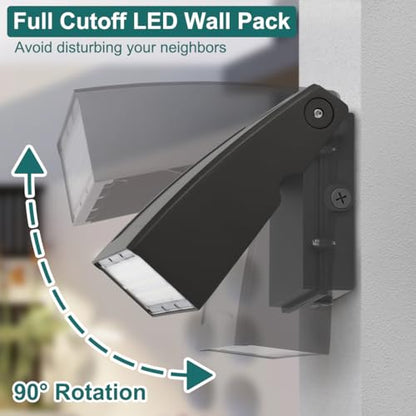 kadision Full Cutoff LED Wall Pack Light with Dusk-to-Dawn Photocell, 30W