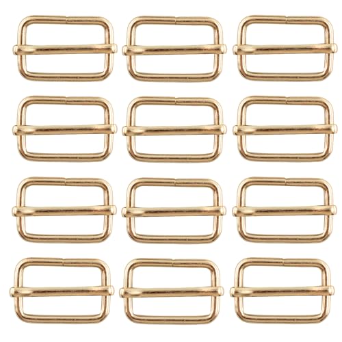 pson 12PCS 1 Inch Metal Tri-Glide Slide Buckles, Rectangle Adjustable Webbing Slider for Purse, Fasteners, Strap, Backpack, Gym Bag, Leather craft Bag(Gold) - color: Gold