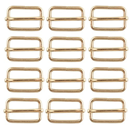 pson 12PCS 1 Inch Metal Tri-Glide Slide Buckles, Rectangle Adjustable Webbing Slider for Purse, Fasteners, Strap, Backpack, Gym Bag, Leather craft Bag(Gold) - color: Gold