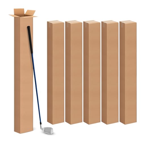 6x6x48 Inch Tall Corrugated Cardboard Boxes 5 Pack, 6"L x 6"W x 48"H Golf Club Shipping Boxes - Shipping, Moving, Packaging, Mailing, Storage Box for Home or Business - size: 6x6x48'' Pack of 5