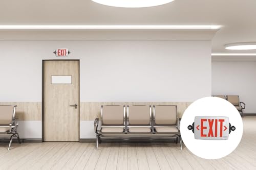 Lithonia Lighting Quantum LED Exit Sign Emergency Light Combo, Exit Sign and Emergency Lights for Business, 2-Head Fixture, Red/Green Selectable Letters, Brushed Silver (LHQM S BBS RG MVOLT M6) - color: Red/Green Selectable - Brushed Silver, size: 16.5" |