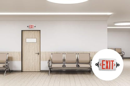 Lithonia Lighting Quantum LED Exit Sign Emergency Light Combo, Exit Sign and Emergency Lights for Business, 2-Head Fixture, Red/Green Selectable Letters, Brushed Silver (LHQM S BBS RG MVOLT M6) - color: Red/Green Selectable - Brushed Silver, size: 16.5" |