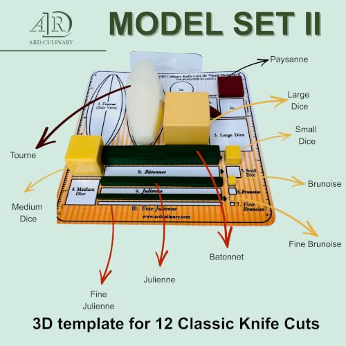 ARD Culinary Knife Cuts 3D Visual Model Set II, an educational precision knife skills with 3D templates and guides