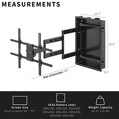 VIVO Black 50-75 in Recessed TV Wall Mount, MOUNT-REC01 - size: 50"-75" screens