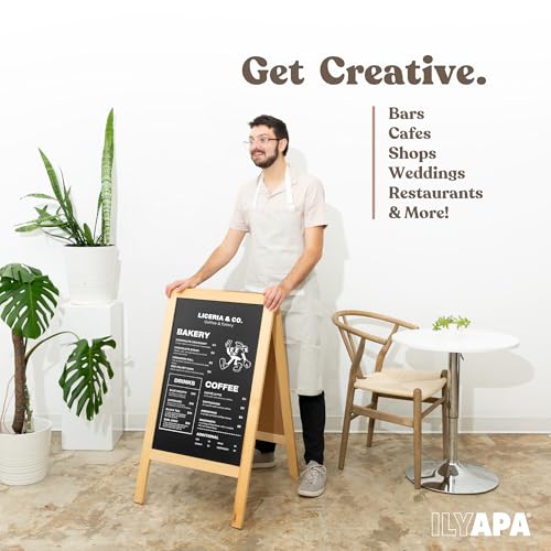 Ilyapa A Frame Chalk Board Easel Sign 40x20 in - Sandwich Signs Outdoor - color: Natural Wood