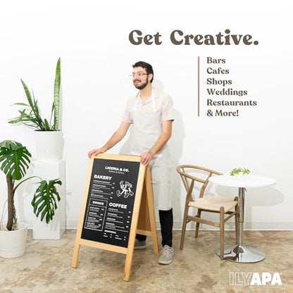 Ilyapa A Frame Chalk Board Easel Sign 40x20 in - Sandwich Signs Outdoor - color: Natural Wood