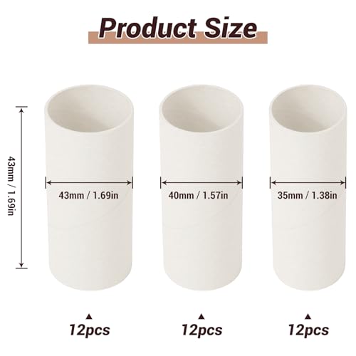 Czoynife White Cardboard Tubes for Crafts, 36Pack, Bulk Paper Rolls for Kids DIY, Classroom Art Supplies, Holiday Decor (1.38x3.98, 1.57x3.98,1.69x3.98) - color: White, size: 36Pack