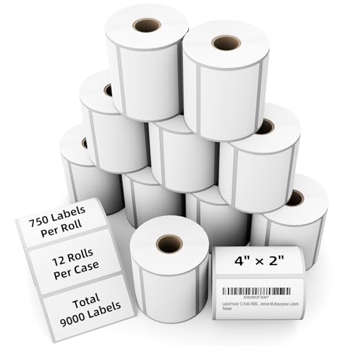 4"x2" 3-Proof Direct Thermal Barcode Shipping Labels for Zebra LP2844 GK420D GK420T ZD421 ZD420, 12 Rolls 9000 Pcs 2x4 Strong Adhesive Return Address Label Used with Rollo MUNBYN Arkscan - color: 4"x2"-9000 Labels