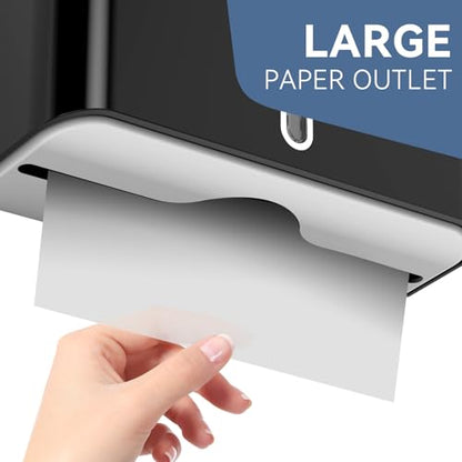 Paper Towel Dispenser Wall Mount, Adhesive No Drilling Multifold Trifold C Fold Commercial Hand Towel Dispenser,Black - color: Black