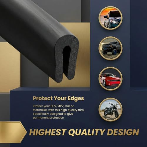 1/8" Rubber Edge Trim U Channel Protector,100 Feet Long, Black - color: Black, size: 1/8" U, 100 Feet Long, Black