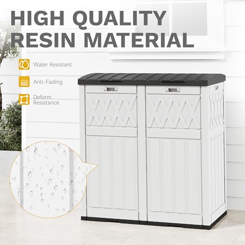 DWVO 76 Gallon Garbage Dual Can - color: Grayish-White, size: 76 Gallon