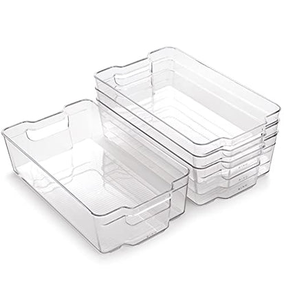 BINO | Stackable Storage Bins, X-Large - 4 Pack | THE STACKER COLLECTION | Clear Plastic Storage Bins | Organization Containers for Pantry & Fridge | Multi-Use Organizer Bin | BPA-Free - size: 4PK - X-Large