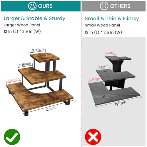 ELITEROO 3-Step Corner Display Shelves, Wooden Tiered Display Stand